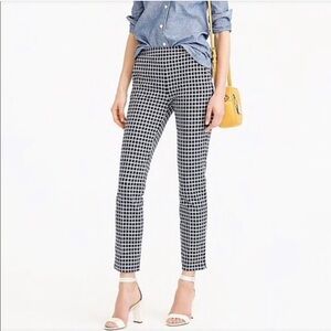 J. Crew Navy Blue + White Windowpane Martie Cropped Pants